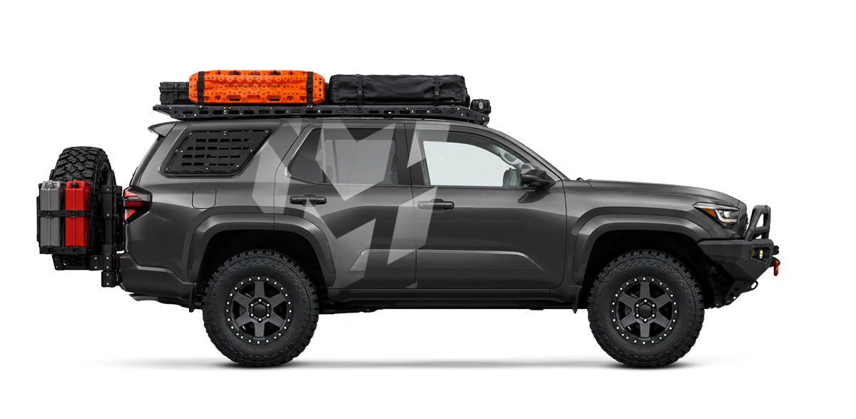 Truck equipped with ARB suspension, armor, recovery, lighting, air lockers and camping gear