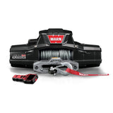 Warn Zeon 12-S Platinum Winch 95960 with high-speed motor, heat-treated ring gear, synthetic rope, and advanced wireless remote control