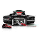 Warn Zeon 10 Platinum Series Winch 92810 with wireless remote, heavy-duty wire rope, roller fairlead, and synthetic red strap