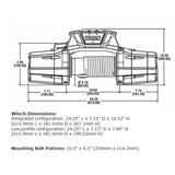 Warn Zeon 10-S Platinum Winch 92815 detailed technical schematic with precise dimensions and mounting bolt pattern specifications