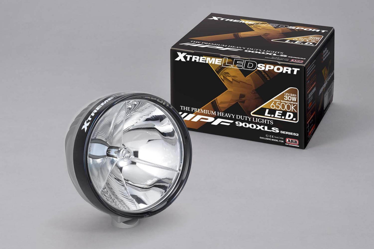 ARB IPF LED Driving Light 900XLST2 with diecast aluminum housing, magnified heat sink, and reinforced polycarbonate lens