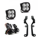 Baja Designs 2019 Silverado 1500 Squadron Sport A-Pillar Kit with dual LED pods, heavy-duty steel mounting brackets, and wiring harness