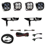 Baja Designs 2021+ Ford F150 Fog Pocket Kit SAE Clear Squadron Sport DC with dual LED lights, mounts, and wiring harnesses