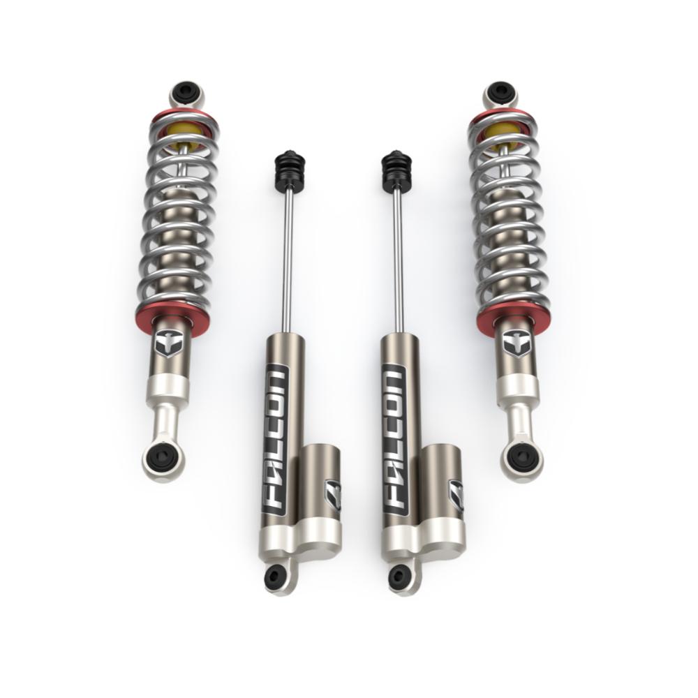Falcon 1.2 0-2 inch Leveling Kit for Tacoma (05-23) with adjustable monotube shocks and coil springs for suspension lift