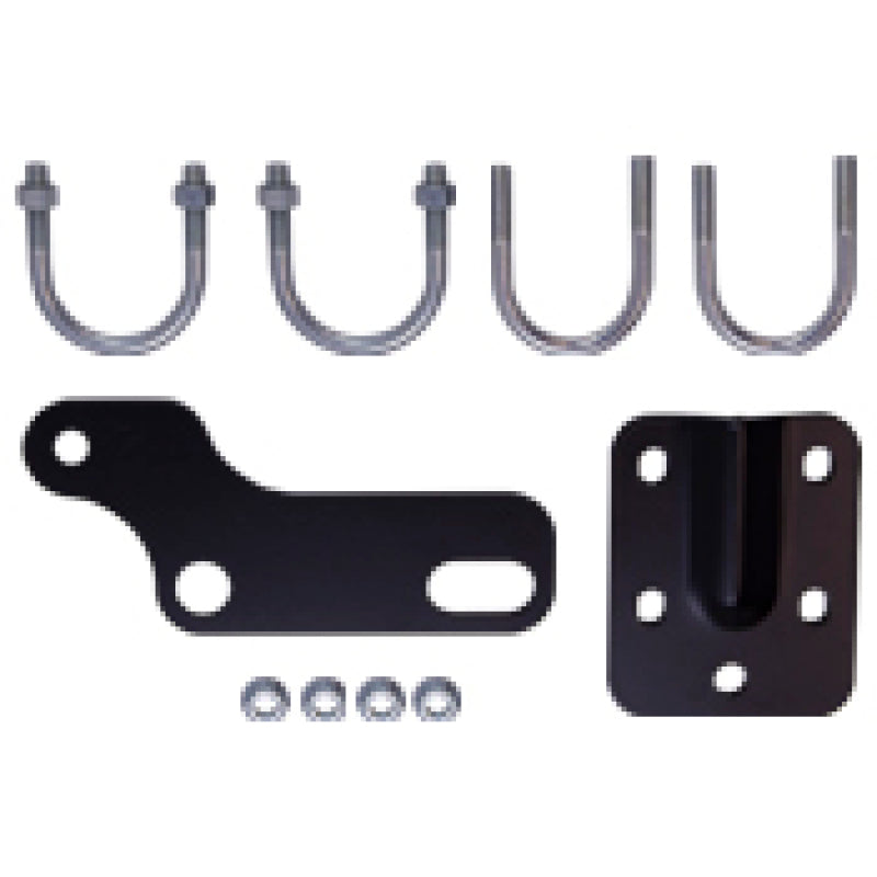 Bilstein 2020 Ford F53 B1 Steering Damper Bracket with black powder-coated steel plates and heavy-duty U-bolts hardware set