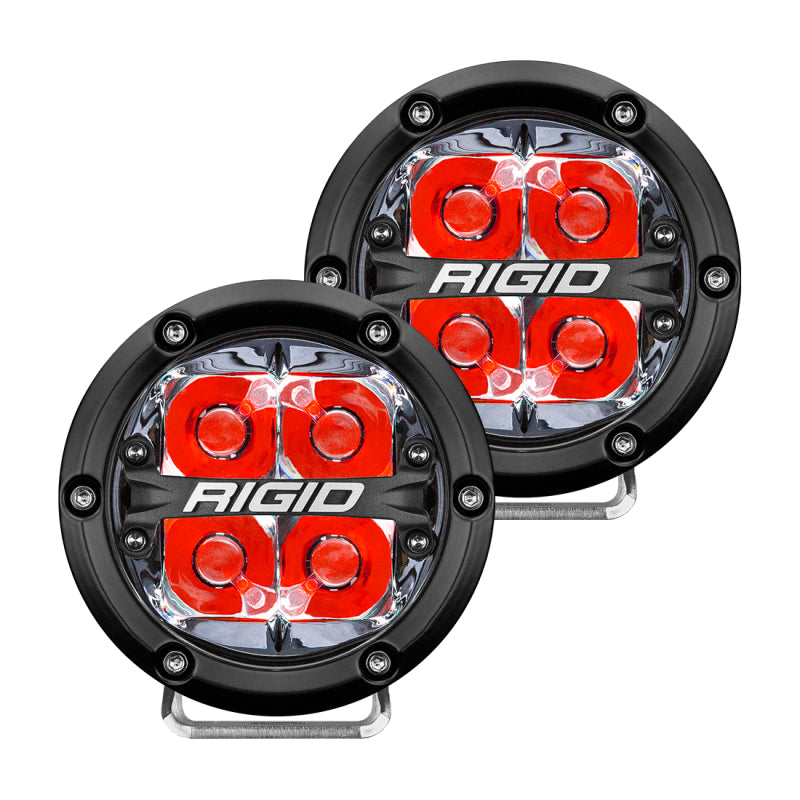 Rigid Industries 360-Series 4in LED Off-Road Spot Beam - Red Backlight (Pair)