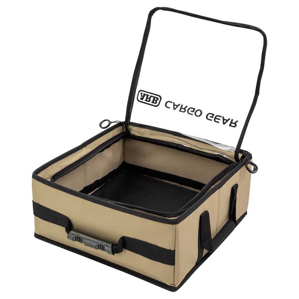 ARB Large Cargo Drawer Organizer with pull-ring zippered clear top, rubber grip feet, and durable webbing handles for secure storage