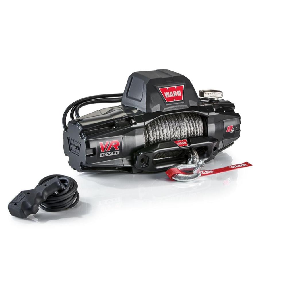 Warn VR EVO 8-S Winch 103251 with series-wound motor, planetary gear, and waterproof construction for off-road recovery