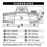 Warn VR EVO 8-S Winch 103251 with detailed mounting pattern and dimensional specs for precise off-road vehicle installation