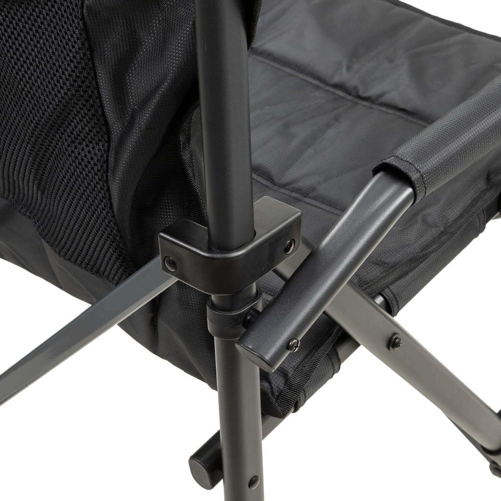 ARB Base Camp Chair 10500151 with reinforced steel frame joints, durable black fabric, and mesh rear storage pocket detail
