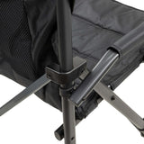 ARB Base Camp Chair 10500151 with reinforced steel frame joints, durable black fabric, and mesh rear storage pocket detail