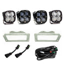Baja Designs 09-12 Ram 2500/3500 Fog Pocket Kit - White with dual LED fog lights, mounting brackets, and wiring harnesses