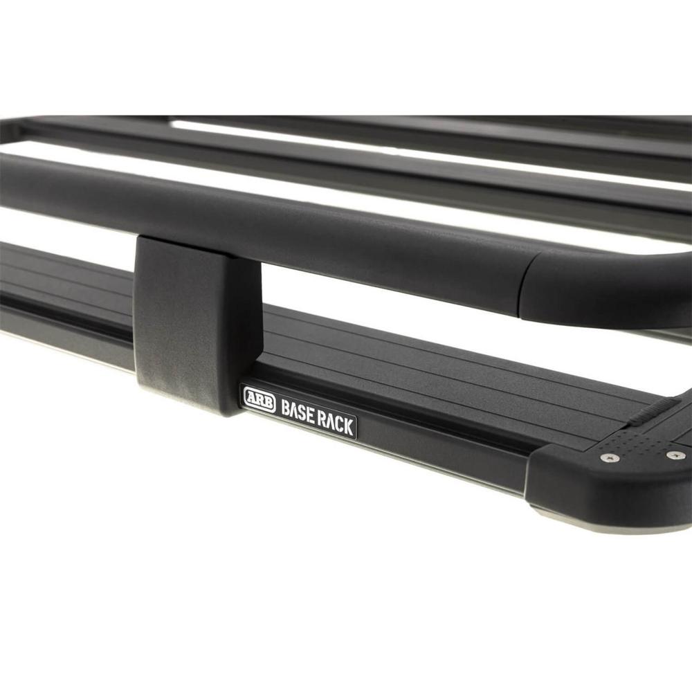 ARB Base Roof Rack Full Rail 1780070 heavy-duty black powder-coated steel with cast aluminum clamps and corner caps