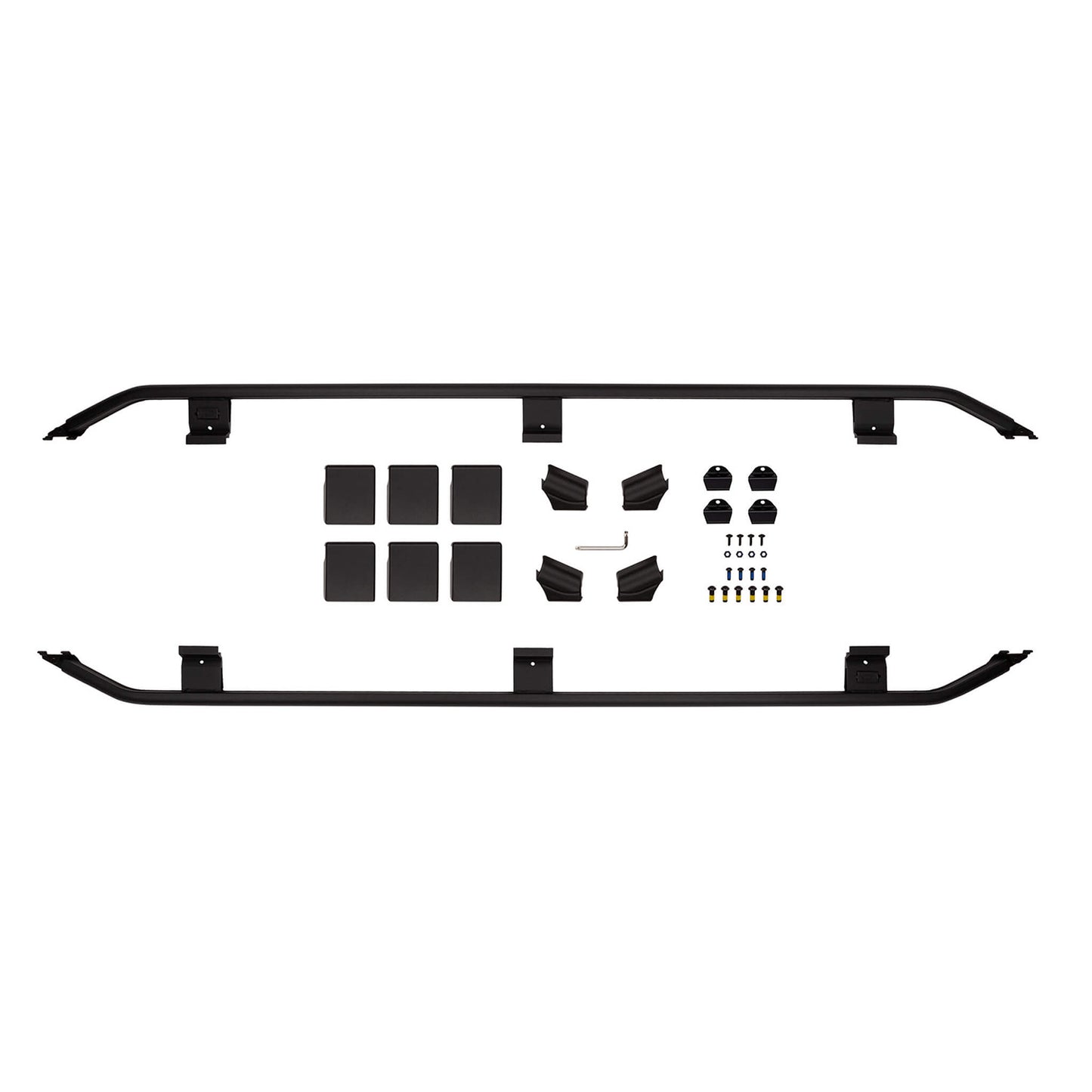 ARB BASE Rack Guard Rail 1780130 heavy-duty black steel rails with cast aluminum corner caps and mounting hardware kit