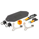 ARB Base Roof Rack Gas Bottle Holder 1780250 kit with stainless steel brackets, ratchet straps, and mounting hardware components