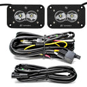 Baja Designs S2 Sport Flush Mount Work/Scene Pattern LED Work Light - Clear with wiring harness and relay kit for off-road vehicles