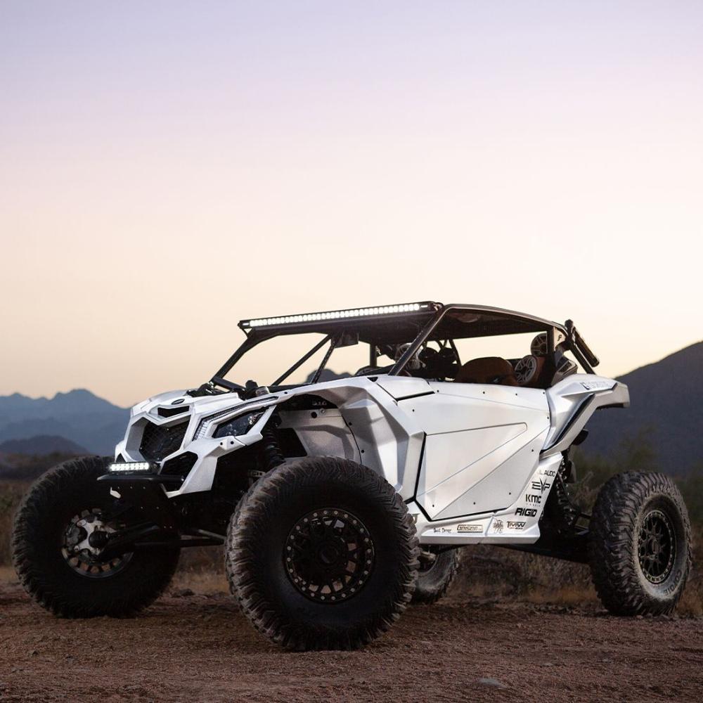 Rigid Industries 40in Radiance Plus SR-Series Single Row LED Light Bar with 8 Backlight Options mounted on lifted off-road UTV