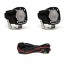 Baja Designs S1 Work/Scene LED Light w/ Mounting Bracket Pair with hex lens, black aluminum housing, and wiring harness