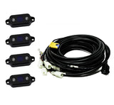 Baja Designs Universal Blue Rock Light Kit with four LED rock lights and heavy-duty wiring harness for off-road use