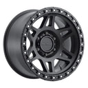 Method MR312 17x9 -12mm Offset 6x5.5 106.25mm CB Matte Black Wheel for off-road vehicles, aggressive beadlock style design.