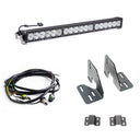 Baja Designs 18-19 GMC 2500/3500 HD OnX6+ 30in Light Bar Kit with steel mounting brackets and wiring harness components