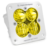 Baja Designs Flush Mount LED Light Pod White Amber Lens Driving/Combo Pattern Squadron Pro with durable white housing and yellow optics