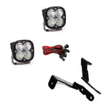 Baja Designs 2007-2013 GM Silverado/Sierra Squadron Sport Lights A-Pillar Kit with dual LED pods, wiring, and steel brackets