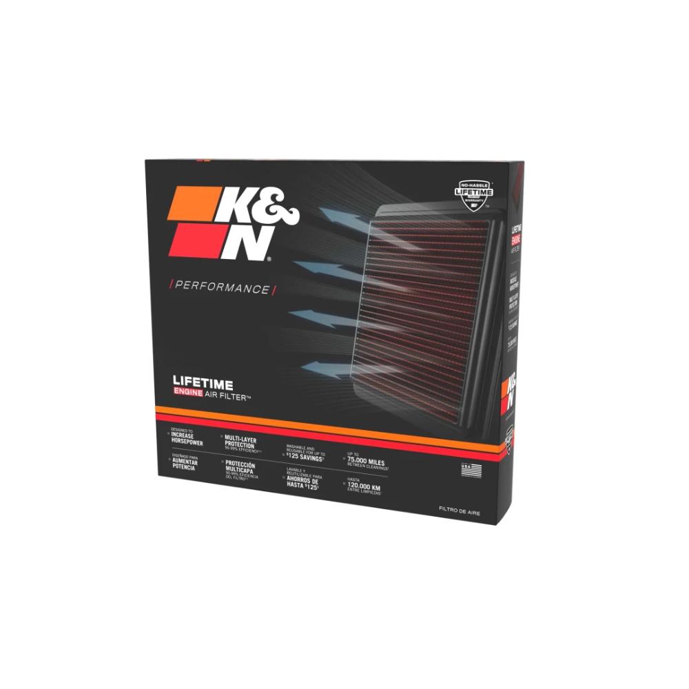 K&N High-Flow Original Lifetime Engine Air Filter 33-2054 for 2005-2023 Toyota Tacoma, 4Runner with high-performance filtration