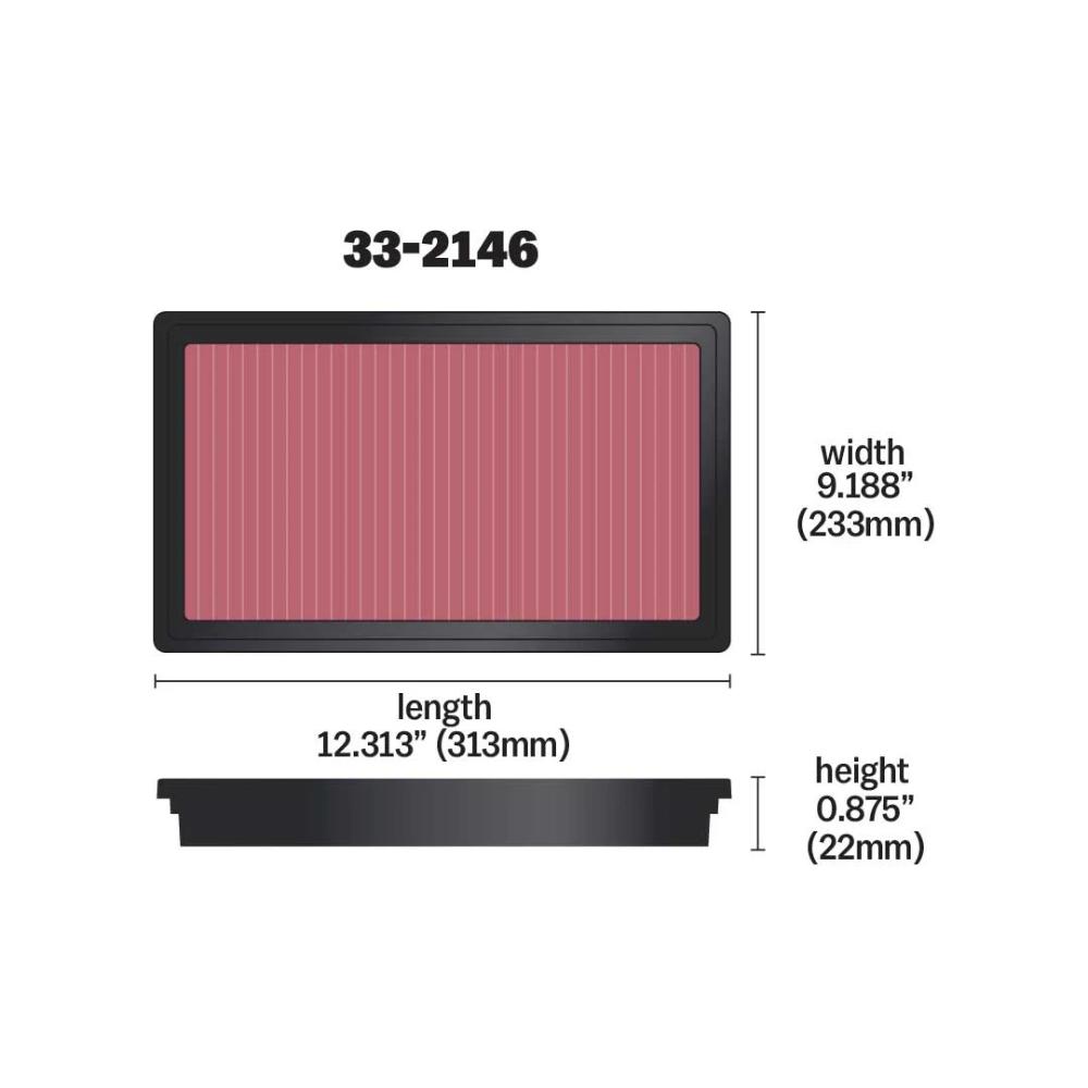K&N High-Flow Original Lifetime Engine Air Filter 33-2146 for Toyota LandCruiser 70 Series, Lexus LX470 with high-performance heavy-duty filtration media