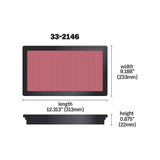 K&N High-Flow Original Lifetime Engine Air Filter 33-2146 for Toyota LandCruiser 70 Series, Lexus LX470 with high-performance heavy-duty filtration media