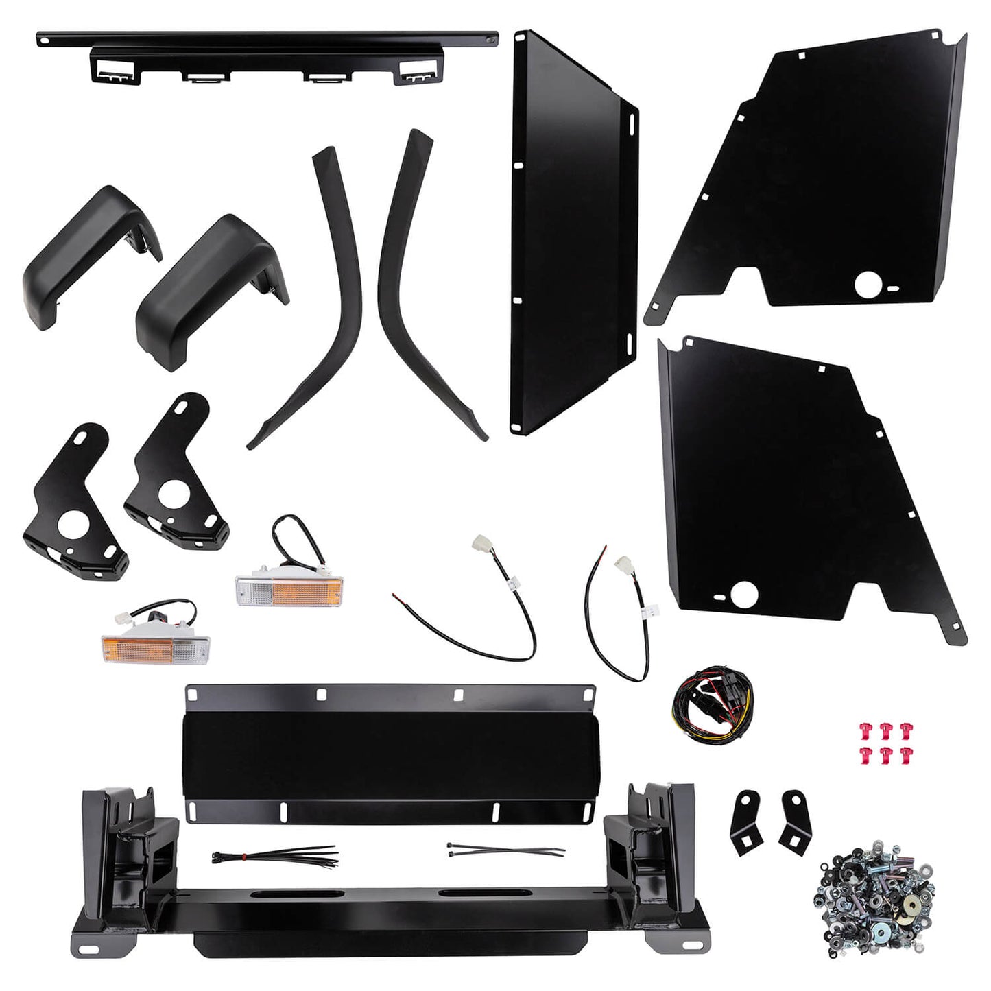 ARB Front Combination Bumper 3414480B - Fitting Kit Included with black powder-coated steel and wiring harness for Toyota Land Cruiser