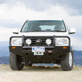 ARB Front Bumper 3415100B for Toyota Land Cruiser (2007-2014) with heavy-duty steel, black powder coat, fitting kit included