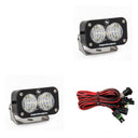 Baja Designs S2 Pro Series LED Light Pods Wide Cornering Pattern - Pair with black aluminum housing and wiring harness for off-road lighting