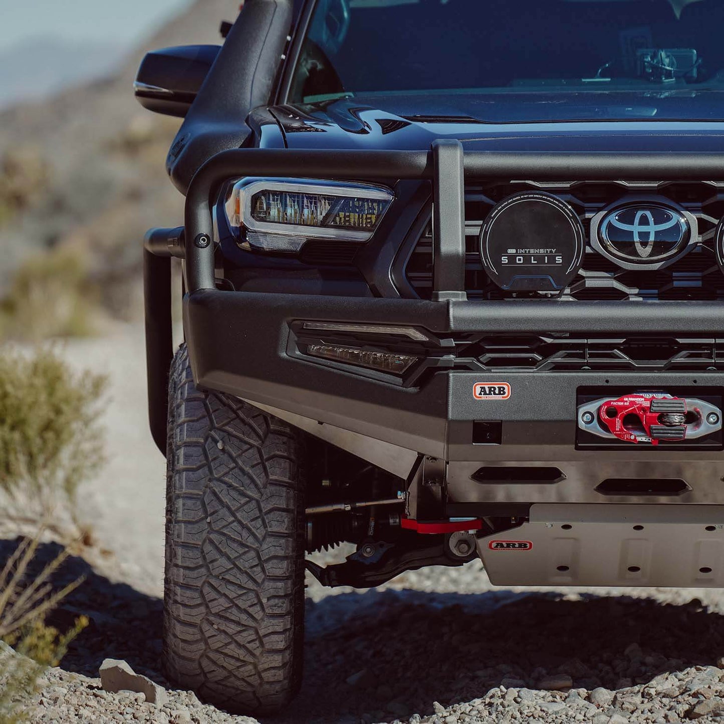 ARB Summit MKII Front Winch Bumper Kit 3423200KB for Toyota Tacoma (2016-2023) with heavy-duty steel construction and fitting kit included