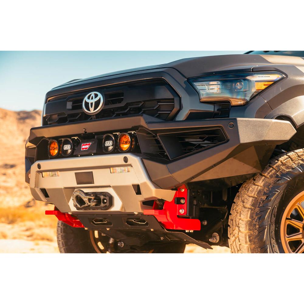 ARB Zenith Front Winch Bumper 3423210B for Toyota Tacoma (2024-2025) with integrated 8T recovery points and fitting kit included