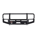 ARB Front Combination Bumper 3438320B for Nissan Frontier (2009-2017) with heavy-duty steel, black powder coat, fitting kit included