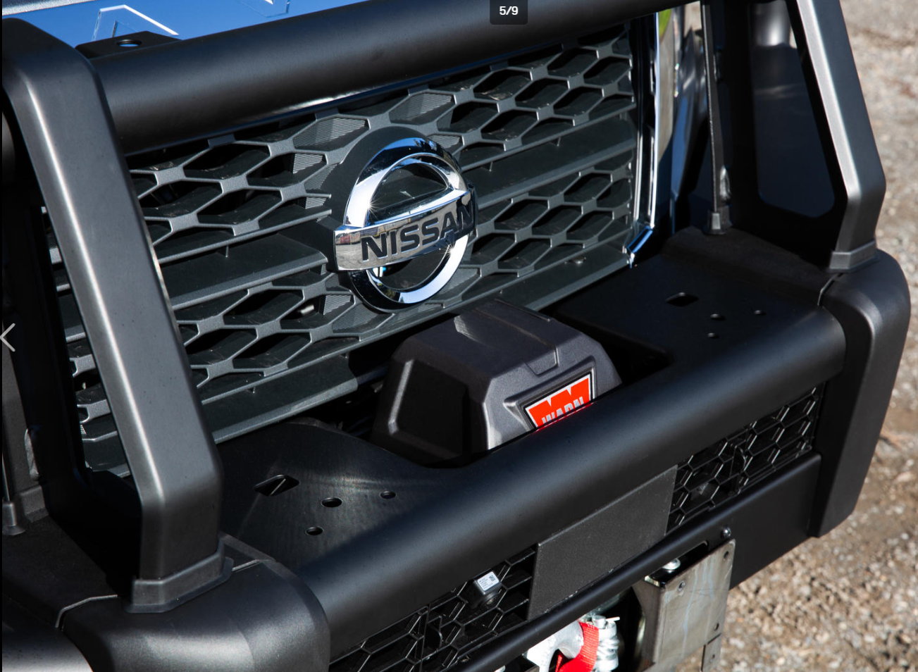ARB Summit Front Winch Bumper 3438420B - Fitting Kit Included, heavy-duty steel, black powder coat on 2023 Nissan 4x4 grille