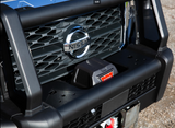 ARB Summit Front Winch Bumper 3438420B - Fitting Kit Included, heavy-duty steel, black powder coat on 2023 Nissan 4x4 grille
