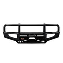 ARB Front Winch Bumper 3468010B - Fitting Kit Included, heavy-duty steel, black powder coat, multi-fold upswept wing design
