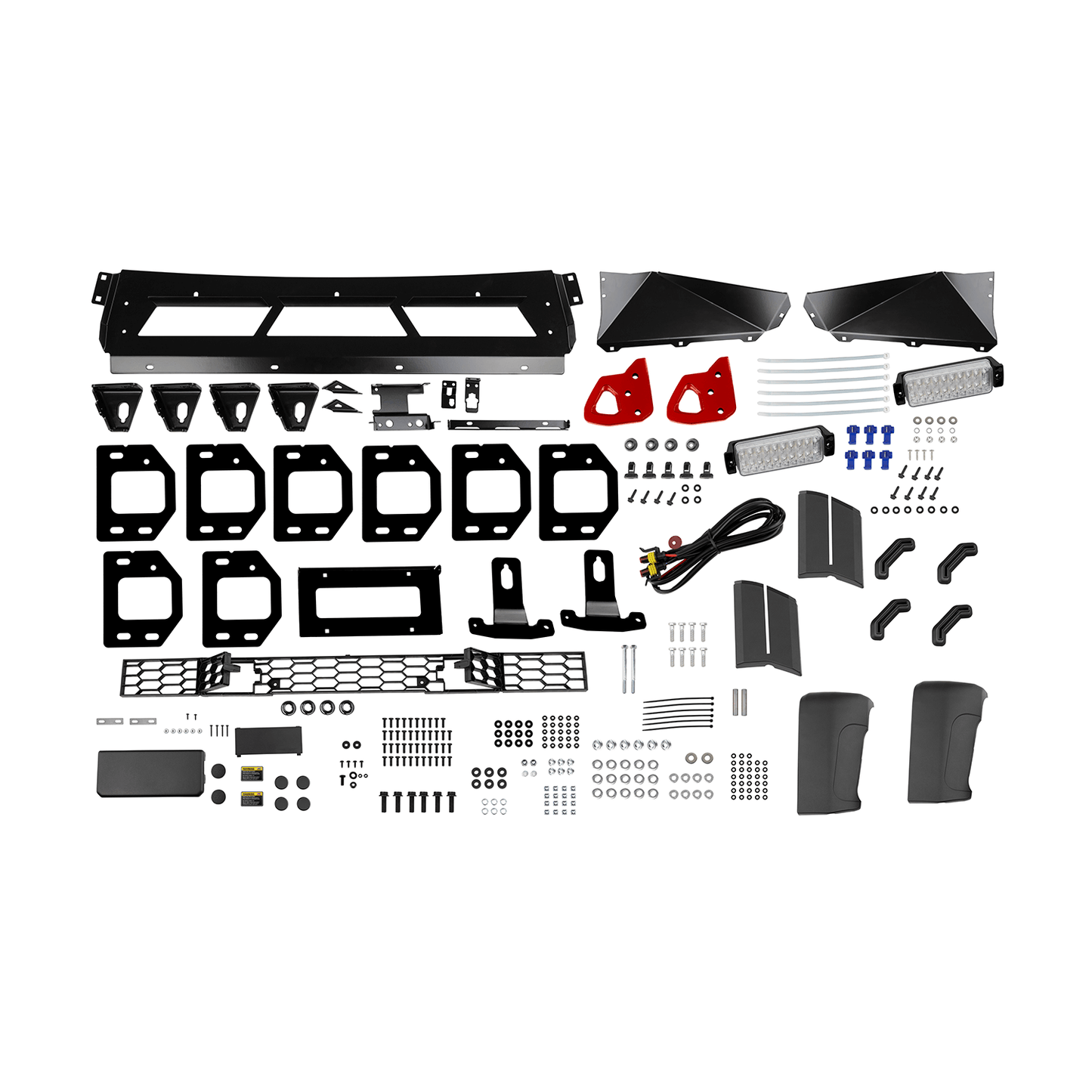ARB Summit Front Winch Bumper 3480010B for Ford Bronco Base, Big Bend, Wildtrack, Badlands (2021-2023) - Fitting Kit Included showing complete mounting hardware and components
