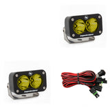 Baja Designs S2 Sport Work/Scene Pattern Pair LED Work Light - Amber with heavy-duty bracket and wiring harness kit