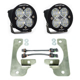 Baja Designs 2018 Wrangler JL Rubicon Squadron R Sport Fog Pocket Kit with dual LED pods, steel brackets, and wiring connectors