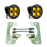 Baja Designs 2018+ Wrangler JL Rubicon Squadron-R Fog Light Pocket Kit - Amber with LED lights, steel brackets, and wiring connectors