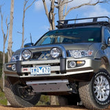 ARB Sahara Deluxe Front Bumper 3935300B for Dodge Challenger (2010-2020) - heavy-duty steel with black powder coat finish and fitting kit included