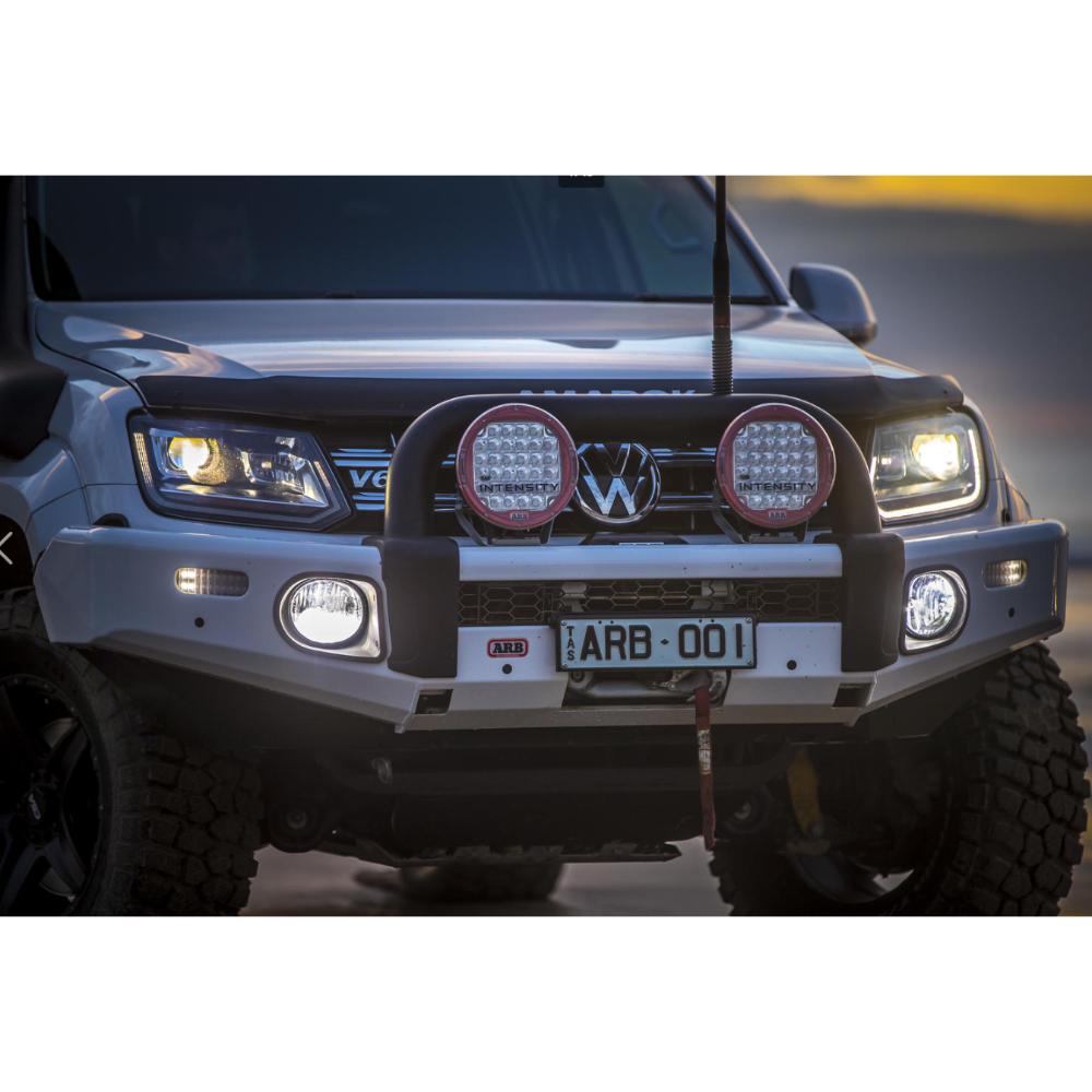 ARB Summit Sahara Front Winch Bumper 3970030B - Fitting Kit Included on 2023 Toyota Hilux with black powder-coated steel and LED light mounts