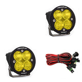 Baja Designs Squadron R Sport Driving/Combo Pair LED Light Pods - Amber with wiring harness and heavy-duty adjustable mounts