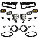 Baja Designs 21-22 Ford Bronco w/Steel Bumper S2 SAE Pro Fog Pocket Light Kit - Amber dual-beam LED fog lights with wiring and mounts