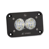 Baja Designs S2 Sport Flush Mount Wide Cornering Pattern LED Work Light - Clear Lens with black aluminum housing and high-intensity LEDs