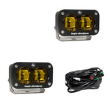Baja Designs Universal S2 SAE Spot LED (Pair) - Amber dual-lens heavy-duty LED spot lights with wiring and mounting brackets