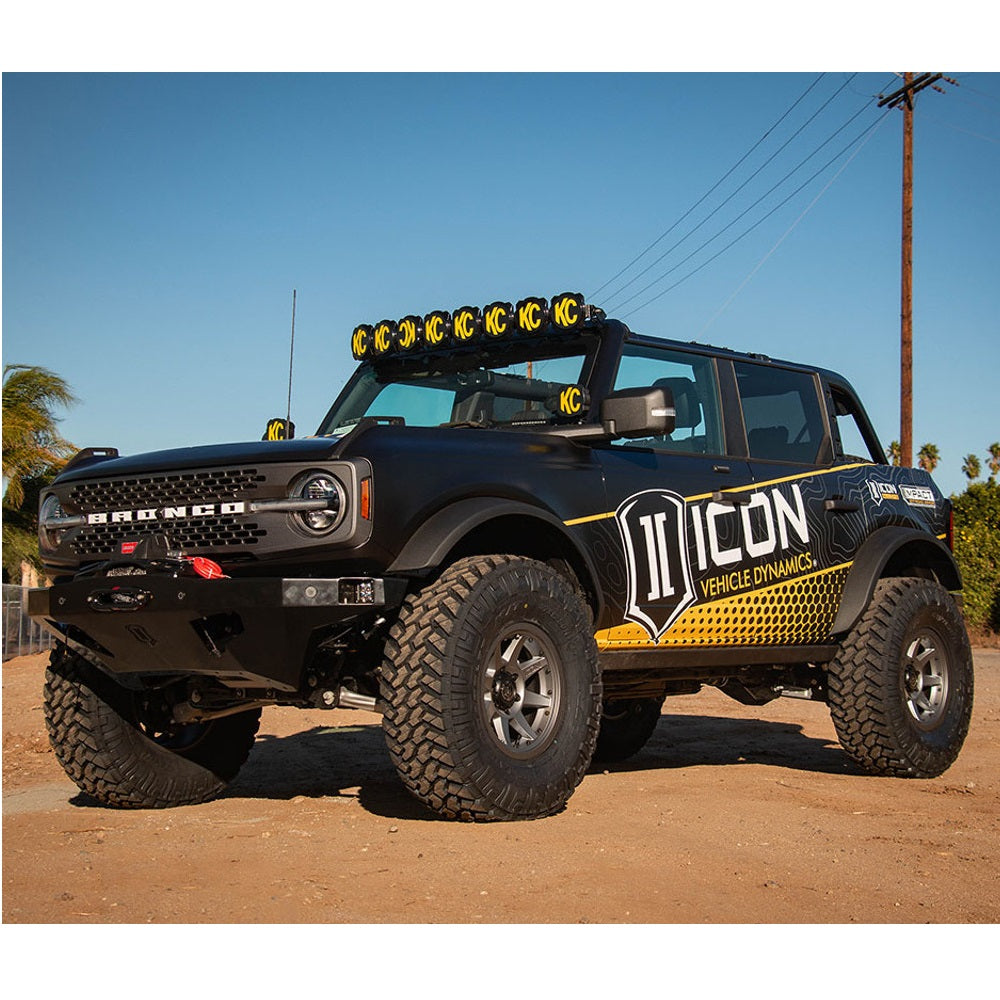 ICON Vehicle Dynamics Delta Joint PRO Tubular Upper Control Arms Kit for lifted 2021+ Ford Bronco with serviceable dual stage pivot bushings